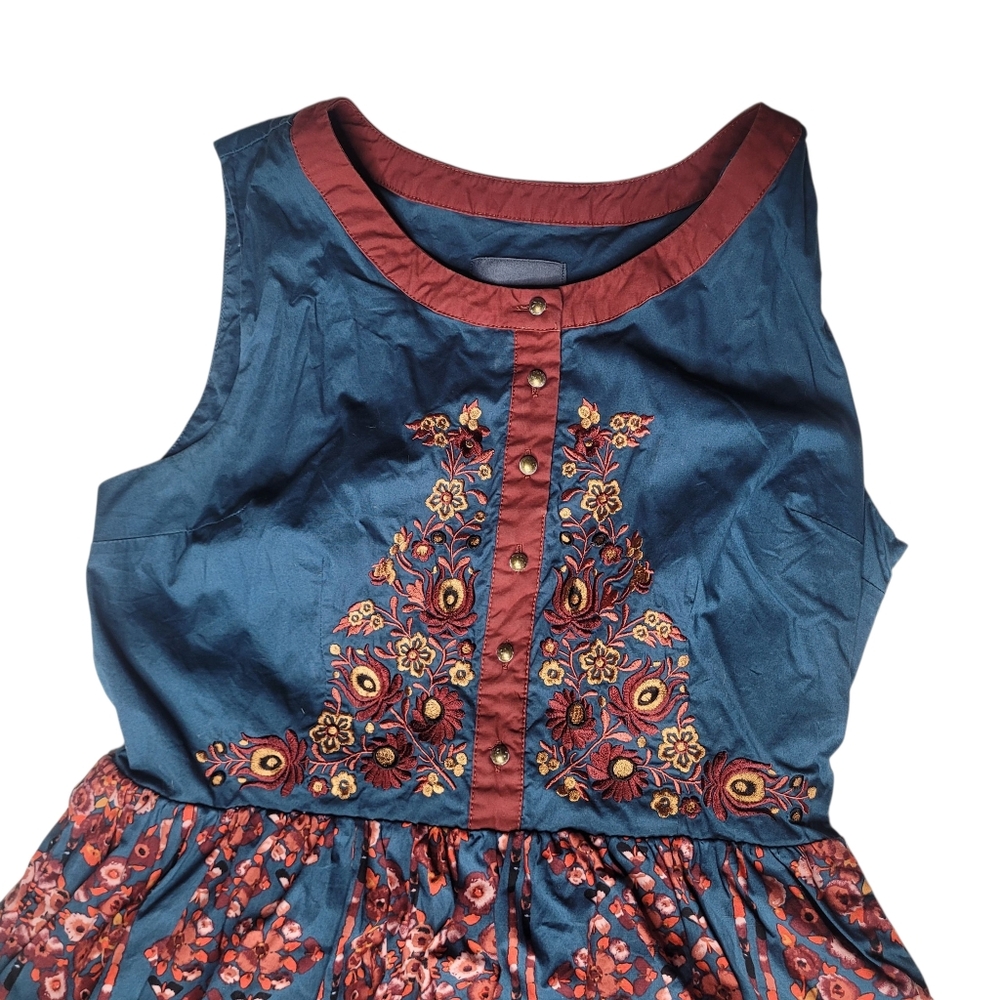 Modcloth Teal and Red Floral Dress - Picture 2 of 9